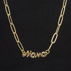 fashion vintage copper micro-set zircon letter trend collarbone chain accessories