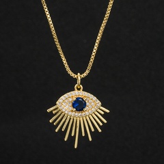 fashion creative retro devil's eye copper micro-set zircon pendant necklace