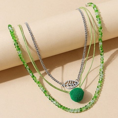 European personality green creative fresh glass bead necklace set