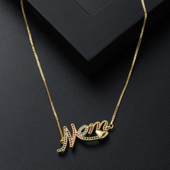 fashion vintage copper micro-inlaid zircon letter simple necklace