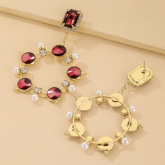 fashion crystal pearl geometric circle temperament earrings