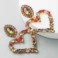 Red Heart Shaped Alloy Rhinestone Exaggerated Earrings Wholesalepicture23