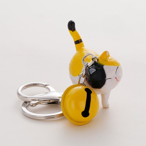 Poupée en résine multicolore créative dessin animé chaton cloche porte-clés en gros's discount tags