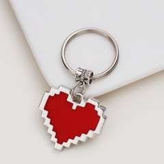 New small multicolor mosaic 3D heart metal keychain wholesale
