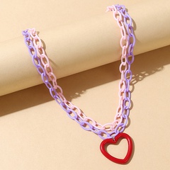 purple Versatile elegant Resin Hollow Peach Heart Necklace