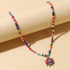European ethnic style all-match colorful insects fresh rice bead necklace