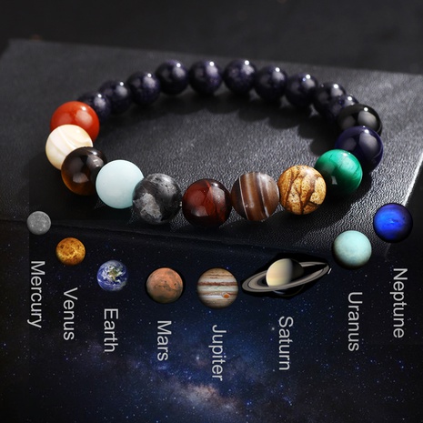 Stone galaxy bracelet blue sandstone starry sky universe solar system planet bracelet's discount tags