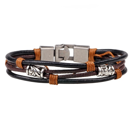nouveau bracelet de corde en cuir pu rétro trois lignes de cire bracelet pour hommes en gros's discount tags