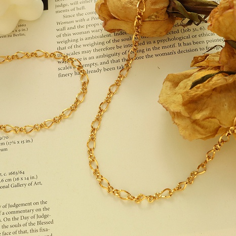 Ensemble de colliers de bracelets à chaîne géométrique japonais à 8 caractères en deux pièces's discount tags