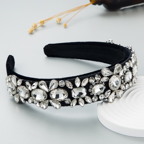 fashion Baroque shiny crystal flower glass diamond fabric headband's discount tags