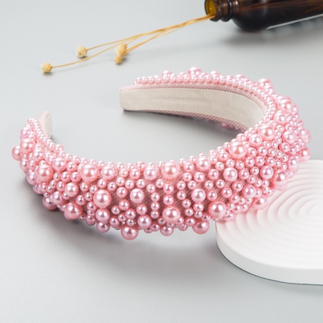baroque sponge pearl handmade beaded multi-color wide-brimmed headband NHLN592110's discount tags