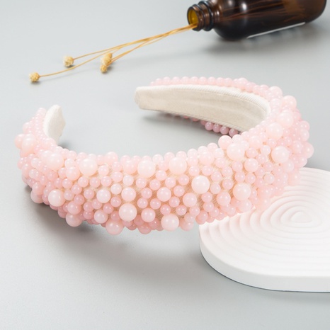 fashion handmade beaded pearl sponge wide-brimmed headband NHLN592115's discount tags