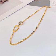 hip-hop punk titanium steel necklace plated 18k gold diamond fine clavicle chain
