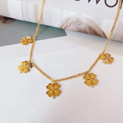trend four-leaf clover collarbone chain personality titanium steel necklace