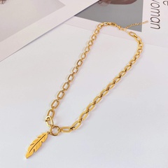 fashion hip-hop simple new titanium steel leaf pendant jewelry necklace