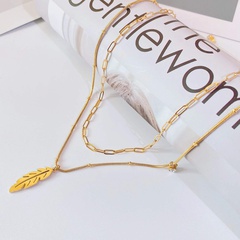 Gezeiten Luxus einfaches neues Produkt Blatt Anhänger Titanstahl mehrschichtige Halskette
