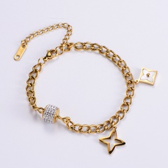 simple personality chain inlaid with beads stars stainless steel bracelet women NHON592162