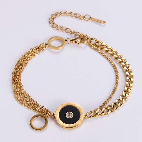 Bracelet en acier inoxydable à chiffres romains avec chaîne multicouche en or 18 carats pour femmes's discount tags