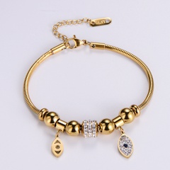Turkey Diamond Blue Eye Stainless Steel Snake Bone Chain Gold Bracelet For Women
