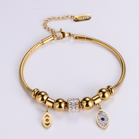 Turkey Diamond Blue Eye Stainless Steel Snake Bone Chain Gold Bracelet For Women's discount tags