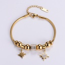 wholesale 18k gold diamond stainless steel ball star beaded snake bone bracelet NHON592179picture7