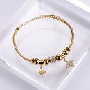 wholesale 18k gold diamond stainless steel ball star beaded snake bone bracelet NHON592179picture8