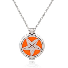 simple long sweater chain hollow star contrast color necklace pendant