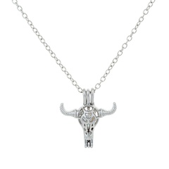 collier pendentif simple motif tête de chèvre cage à perles longue en gros