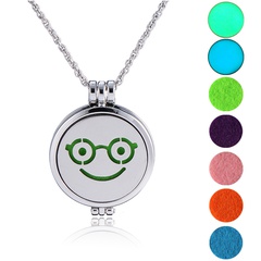 simple openable aromatherapy chain handmade smiley face expression pendant can light up necklace