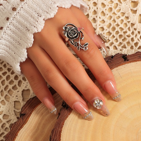 anillo de aleación de rosa geométrica retro nueva flor de diseño creativo de moda's discount tags