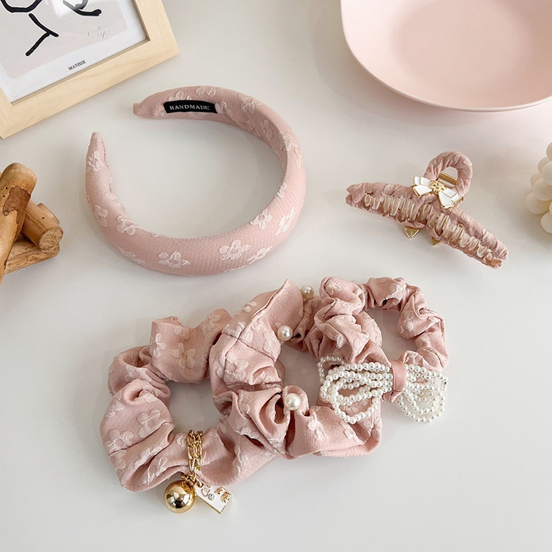 girl cherry blossom pink flower bow hairpin hair rope top clip hair accessories