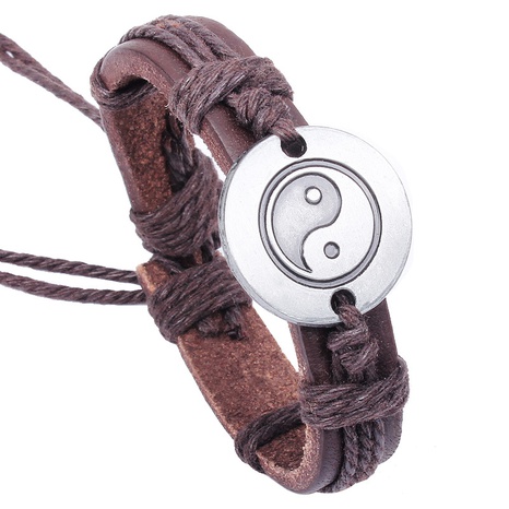 Korean geometric Tai Chi leather bracelet alloy leather jewelry wholesale's discount tags