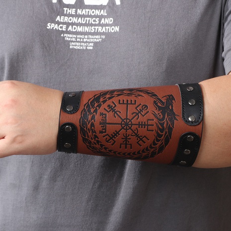 Wholesale Wrist Punk Compass Forearm Protector PU Leather Hand Jewelry's discount tags