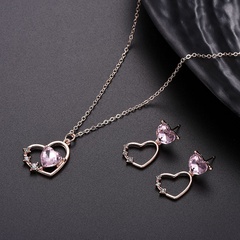 personality jewelry fashion simple love zircon earrings necklace set