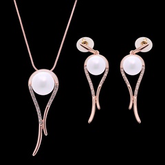 Mode-Ohrring-Halskettenset mit diamantbesetzten Perlen