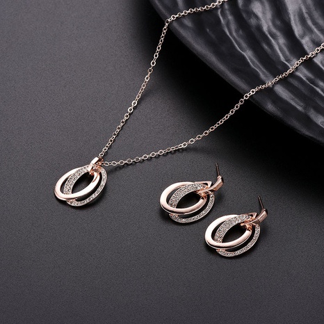 geometrischer Ring Micro-Set Zirkon Halskette Ohrringe zweiteiliges Set's discount tags