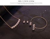 Pearl Jewelry Set Necklace Earring Bracelet Alloy Three Piece Setpicture10