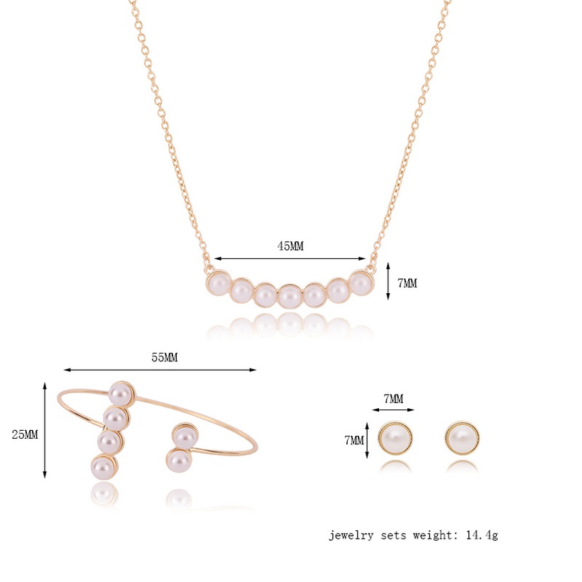 Bijoux Fantaisie Parures Bijoux | Ensemble De Bijoux En Perles Collier Boucle D39oreille Bracelet Ensemble De Trois Pices En Alliage - XQ81001