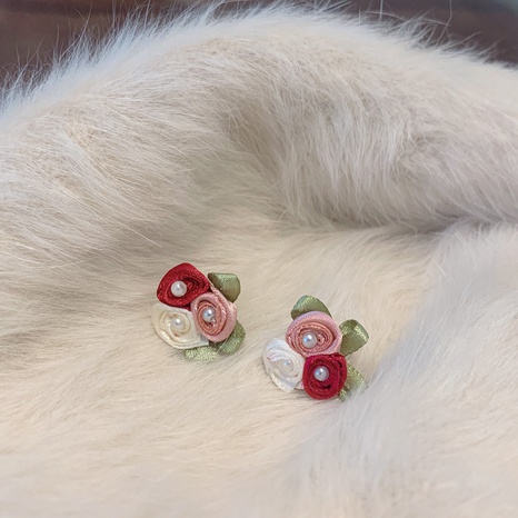 fashion color flower earrings Korean sweet girl pearl stud earrings  NHBY592383's discount tags