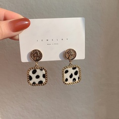 retro new leopard print simple figure square geometric earrings