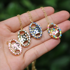 fashion multi-color jewelry copper drop oil geometric pendant necklace
