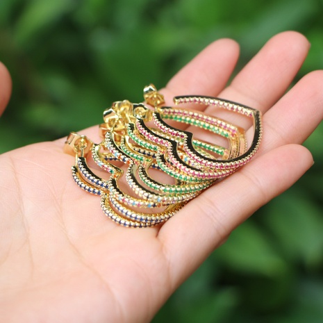 Neue mikroverkrustete Diamant-Zirkon-Herzform-Ohrringe aus vergoldetem Kupfer's discount tags