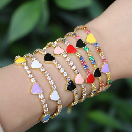 fashion enamel drip oil peach heart bracelet colorful copper bracelet wholesale's discount tags