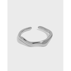 Korean niche design simple irregular surface texture S925 sterling silver open fine ring