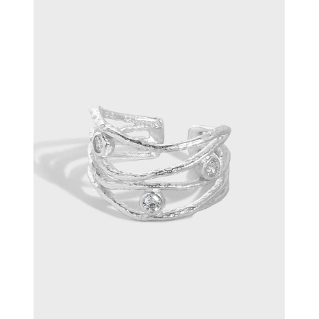 Koreanisches Nischendesign mit Mikro-Intarsien-Zirkon-Linie S925 Sterling Silber offener Ring weiblich's discount tags