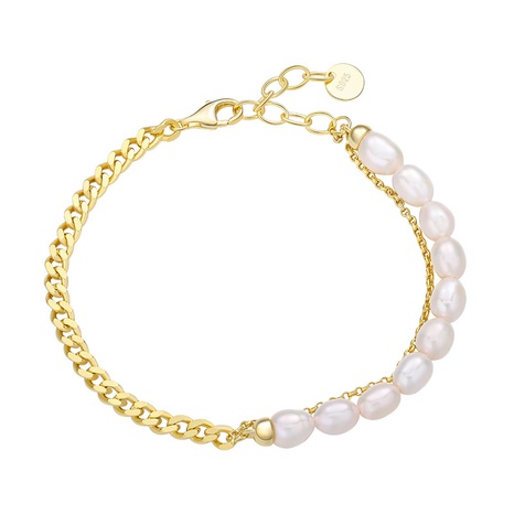 New S925 Sterling Silver Pearl Bracelet Female Side Stitching Beads Bracelet's discount tags