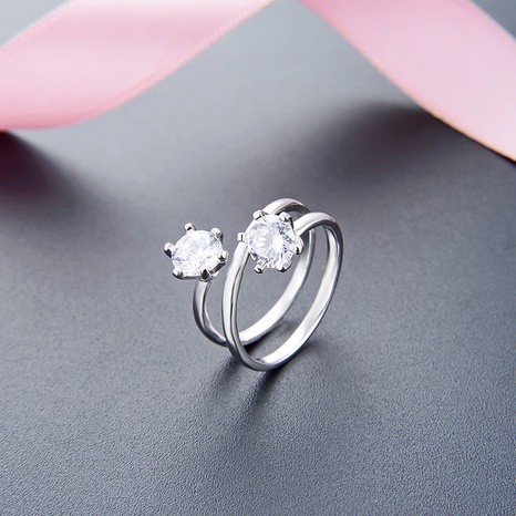 Nuevo anillo de accesorios de diamantes en espiral Anillo abierto de circón de plata esterlina s925 coreano's discount tags