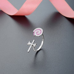 Korean s925 sterling silver diamond ring ladies lollipop open ring wholesale