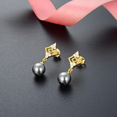 new shell beads fashion earrings Korean s925 sterling silver zircon earrings