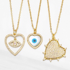 European and American copper zircon jewelry love-shaped devil's eye pendant necklace